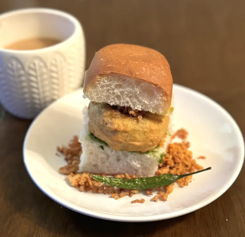 Vada pav & cutting chai at Pani Puri Paradise Mississauga